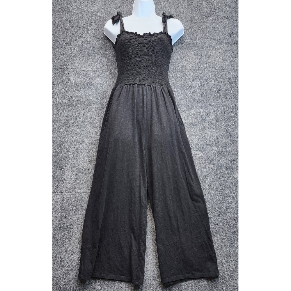 Toad&Co Women Organic Cotton Tencel Smocked Wide Leg Jumpsuit Boho Size M